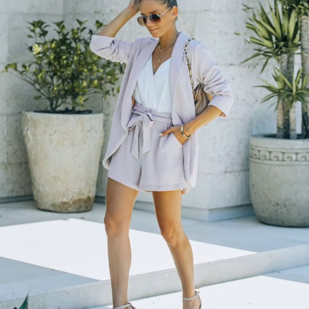 Pale Pink Shorts & Blazer Set